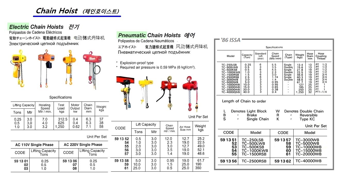 HOIST CHAIN ELEC AC120V 1-PH, 100KG MAX 3MTR