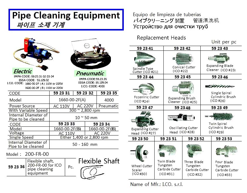 FLEXIBLE SHAFT ICO 200-FR-00, FOR PIPE CLEANING EQUIPMENT