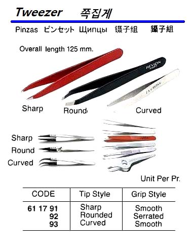 TWEEZERS STAINLESS STEEL, CURVED TIP/SMOOTH GRIP 125MM