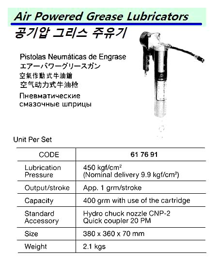 GREASE LUBRICATOR AIR POWERED, FOR 420GRM CARTRIDGE