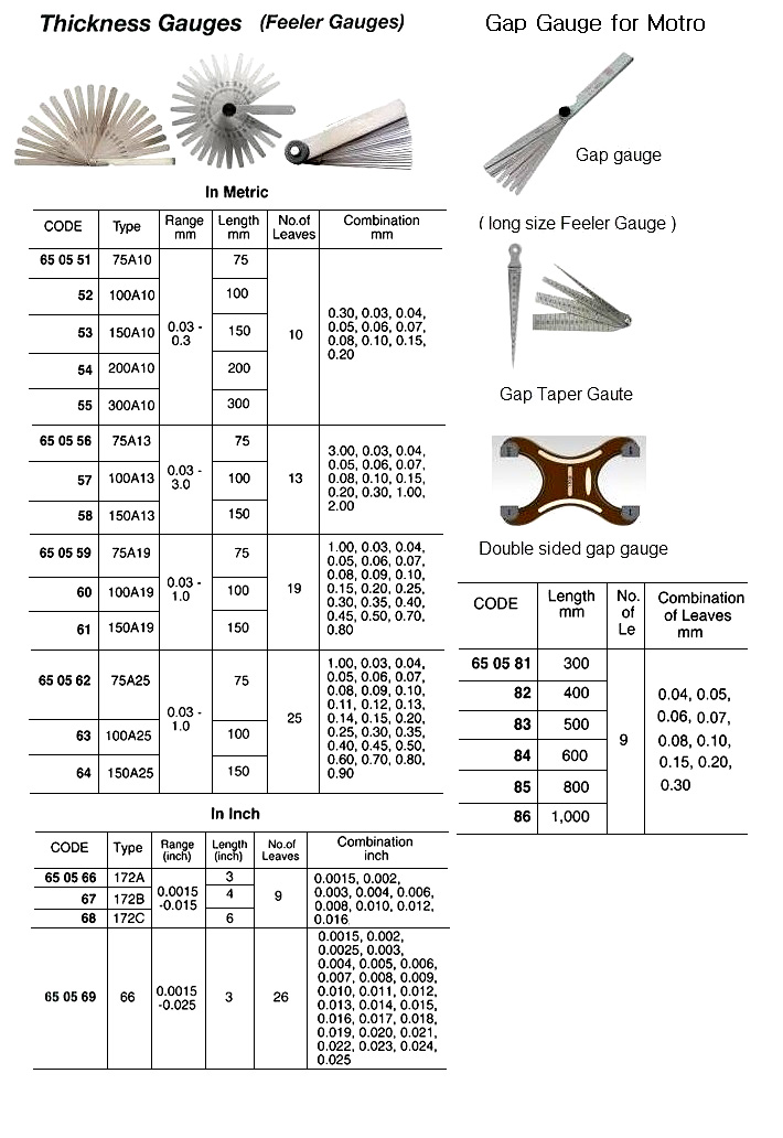 THICKNESS GAUGE #100A10, 0.03-0.30MM 100MM LENGTH