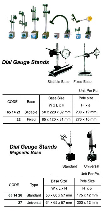 DIAL GAUGE STAND, FIXED BASE 85X120X31MM
