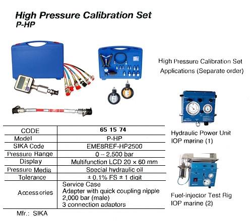 RECALIBRATION SET FOR PRESSURE, & TEMPERATURE SIKA MH3710