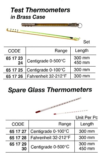 THERMOMETER TEST IN BRASS CASE, 0-100DEG.C 300MM