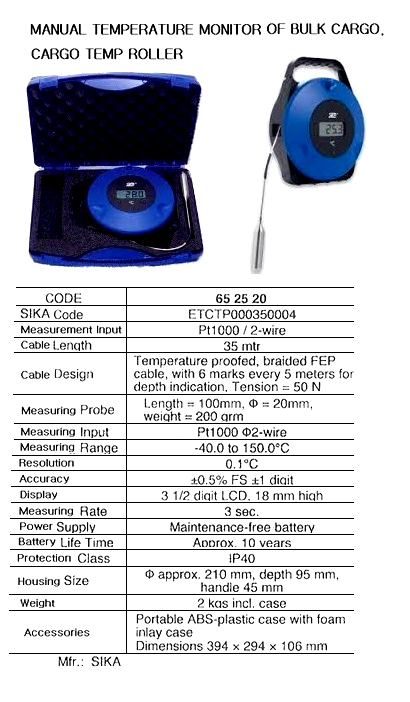 MONITOR FOR BUL CARGO SIKA, CARGO TEMP ROLLER -40-150DEG.C