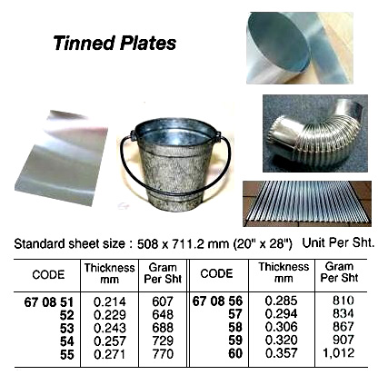TINNED PLATE #80L, 0.229MMX508X711.2MM