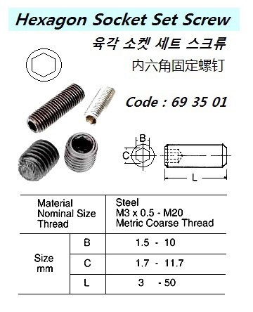 SCREW SET HEXAGON SOCKET, WITH FURTHER DETAIL