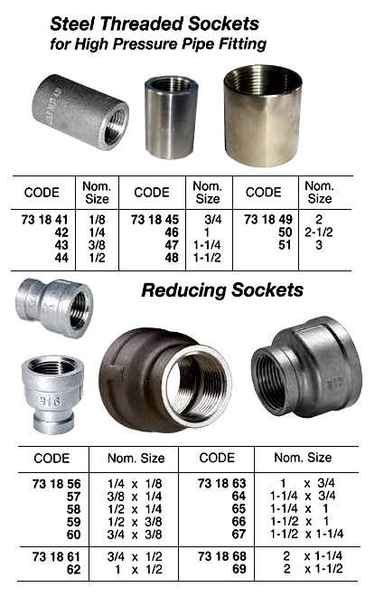 SOCKET REDUCING STEEL THREADED, 1-1/2X1 FOR H.P. PIPE