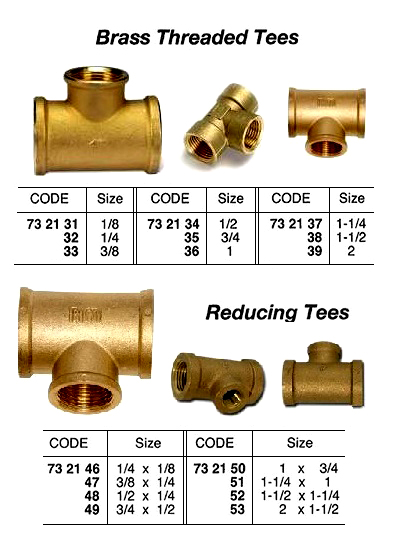 TEE REDUCING BRASS 1-1/2X1-1/4, THREADED