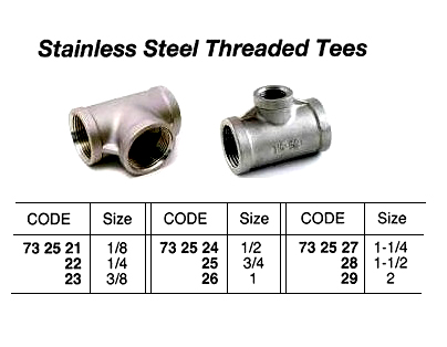 TEE STAINLESS STEEL 1 THREADED
