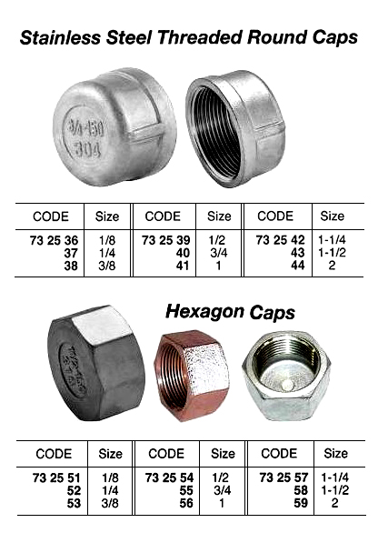 CAP ROUND STAINLESS STEEL, 1 THREADED