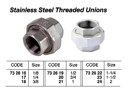 UNION STAINLESS STEEL 1, THREADED