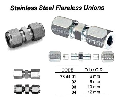 UNION STAINLESS STEEL 10MM, FLARELESS