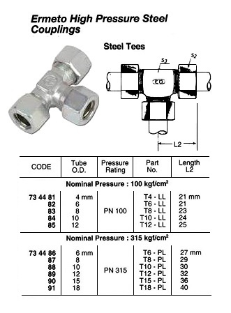 TEE EQUAL H.P.STEEL ERMETO, 10MM 100KG