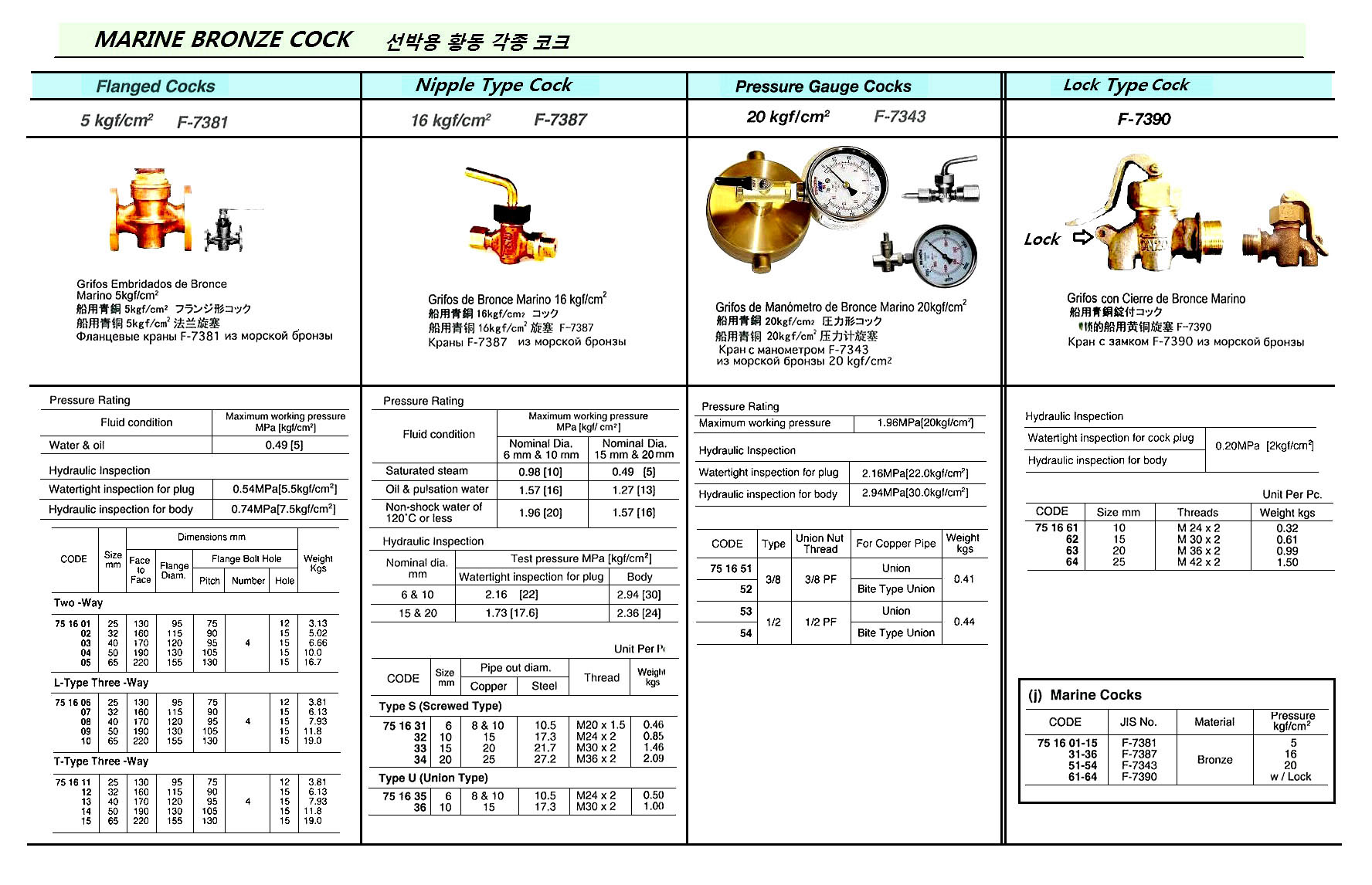COCK WITH LOCKING BRONZE, F7390 10MM