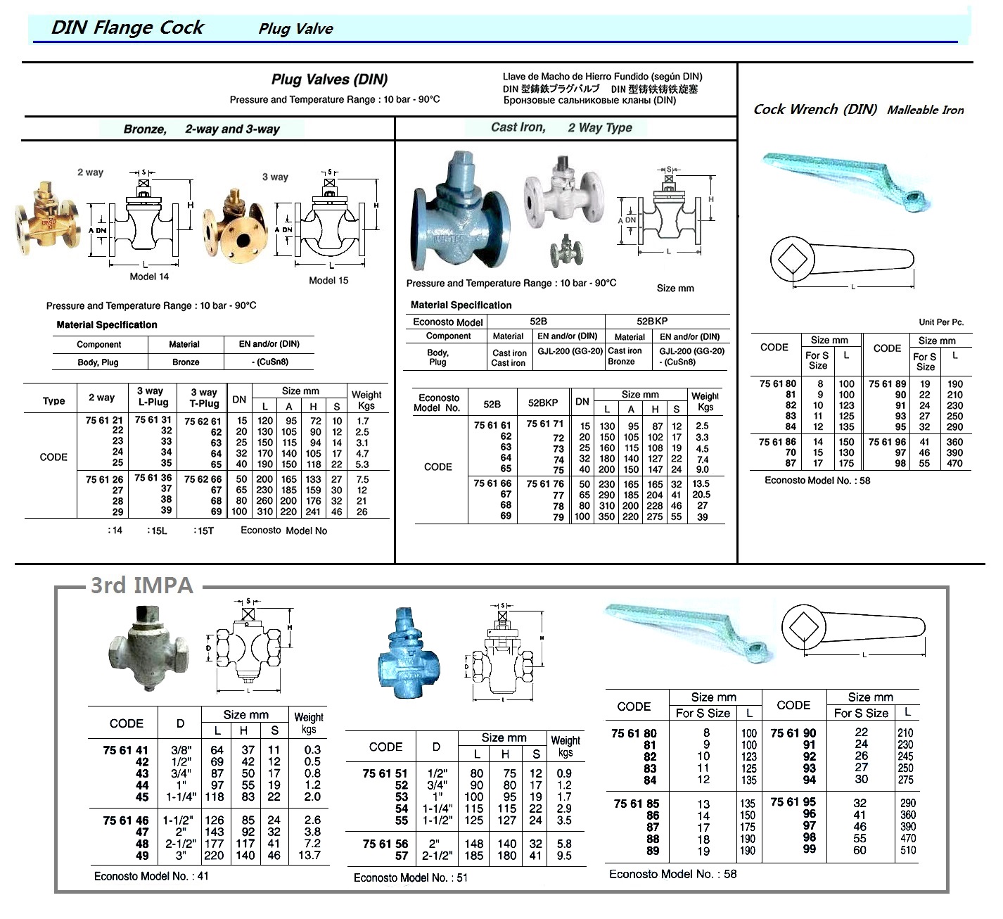COCK WRENCH DIN MALLEABLE IRON, 10MM