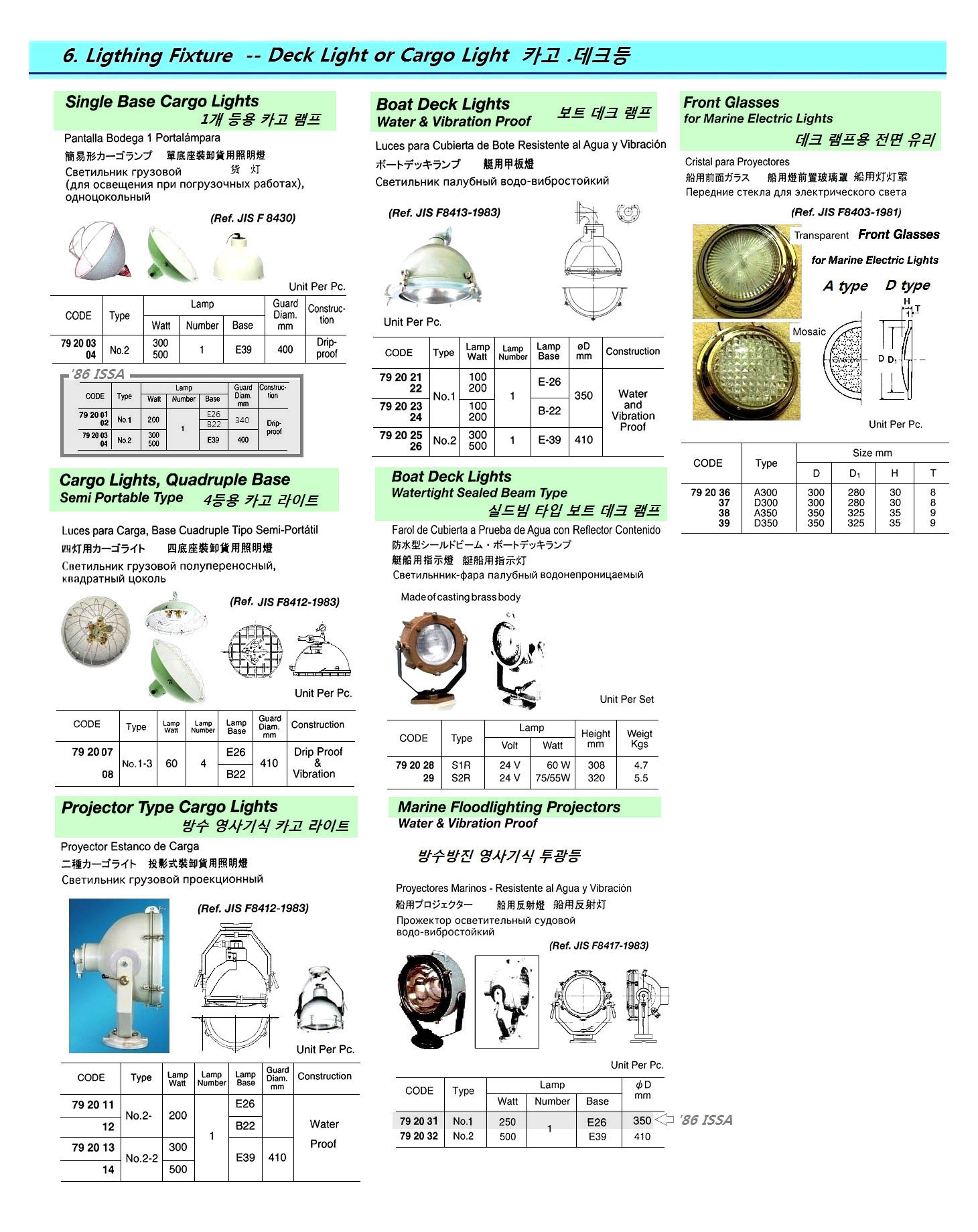 FRONT GLASS FOR ELECTRIC LIGHT, MARINE MOSAIC D300 300MM