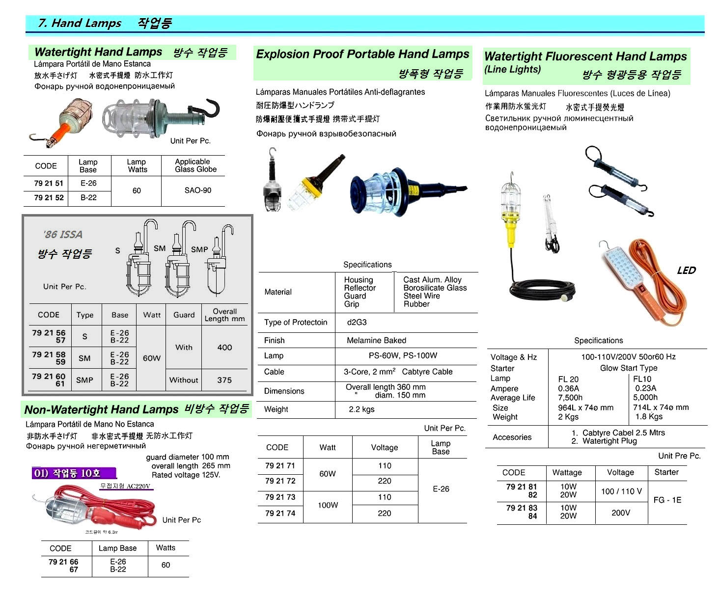 HAND LAMP EXPLOSION PROOF, PORTABLE E-26 110V 100W