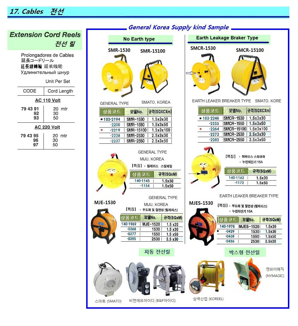 CABLE REEL EXTENSION AC110V, 20MTR