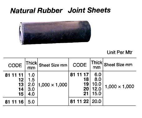 JOINT SHEET NATURAL RUBBER, 1.0X1000X1000MM