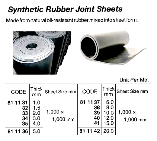 JOINT SHEET SYNTHETIC RUBBER, 1.0X1000X1000MM