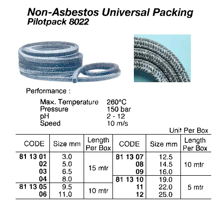 PACKING UNIVERSAL NON-ASBESTOS, PILOTPACK 5080 11MMX10MTR