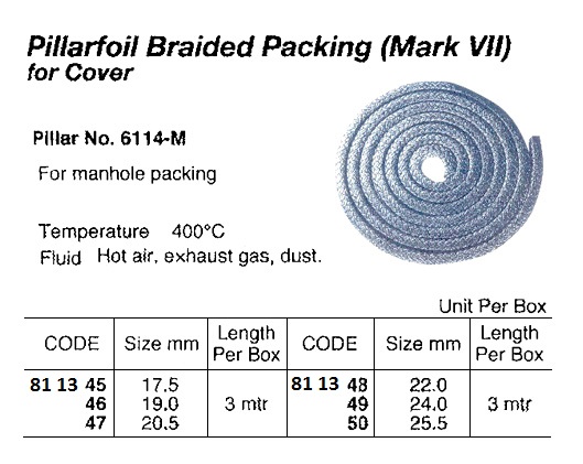 PACKING PILLARFOIL BRAIDED, PILLAR 6114 FOR FURTHER DETAIL