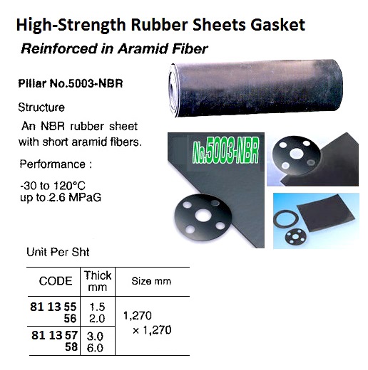 RUBBER SHEET HYBRID ARAMID, FIBER 5003-NBR 1.5X1270X1270MM
