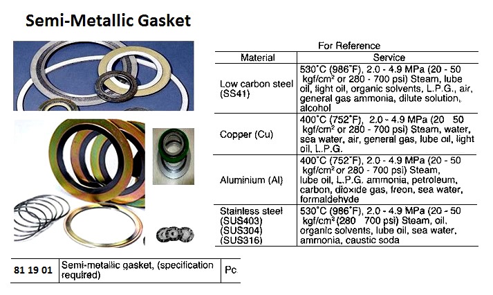 GASKET SEMI-METALLIC WITH, FURTHER DETAIL