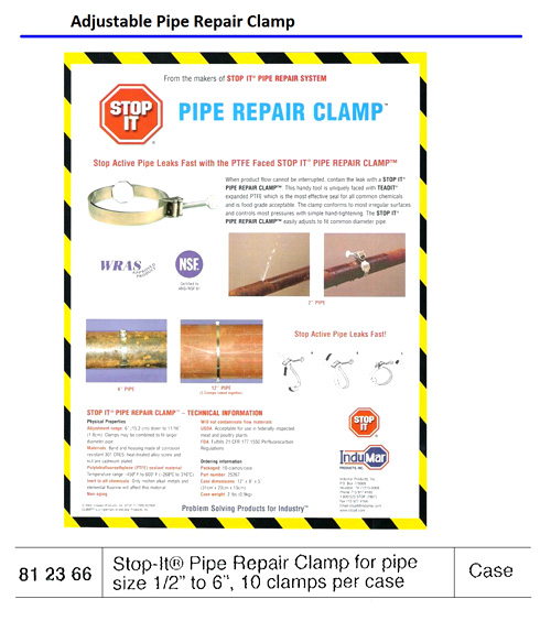 CLAMP EMERGENCY PIPE REPAIR, STOP IT FOR 1/2"-6" 10 CLAMPS