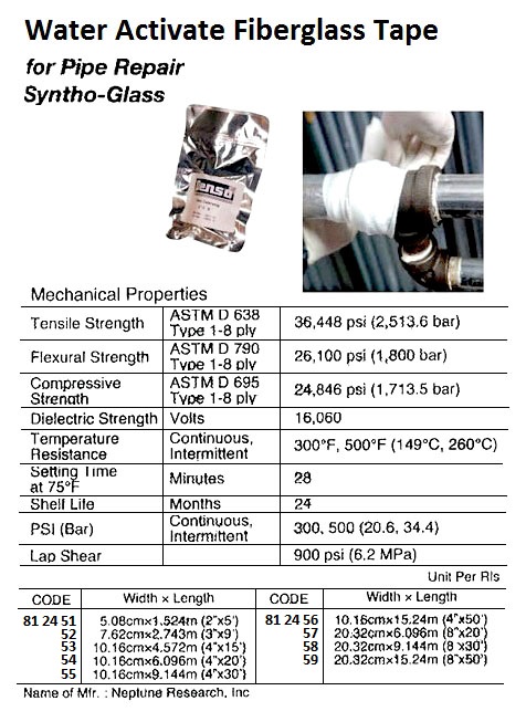 TAPE WATER ACTIVATED, SYNTHO-GLASS 2" X 5`