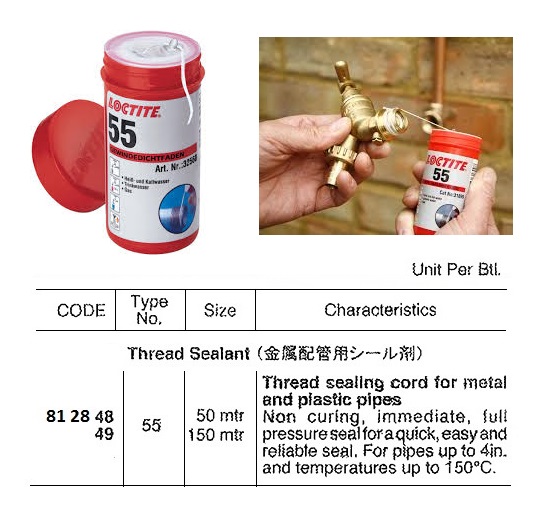 GLUE SEALANT THREAD LOCTITE, 55 150ML