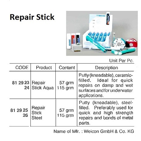 REPAIR STICK CERAMIC-FILLED, WEICON AQUA 115 GRM