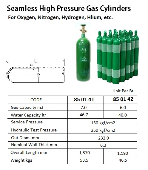 CYLINDER OXYGEN GAS SEAMLESS, CAPACITY 6M3